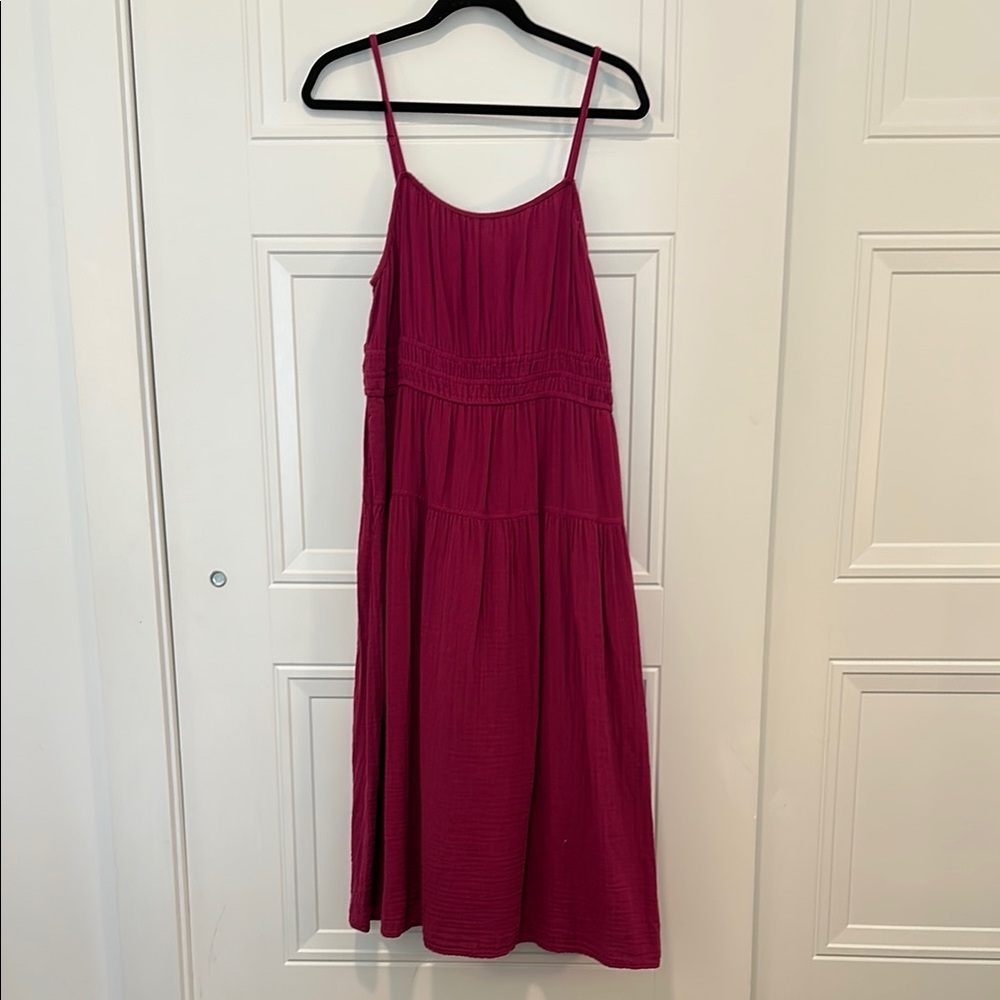 Old Navy Linen Pink Sleeveless Midi Dress